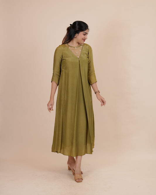 Elegant Olive Green Dress