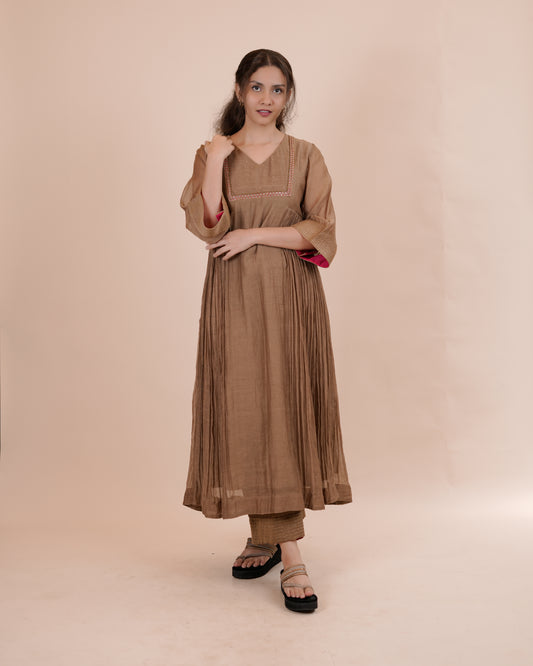 Elegant Brown Anarkali Suit