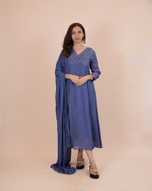 Elegant Blue Chiffon Kurta Set