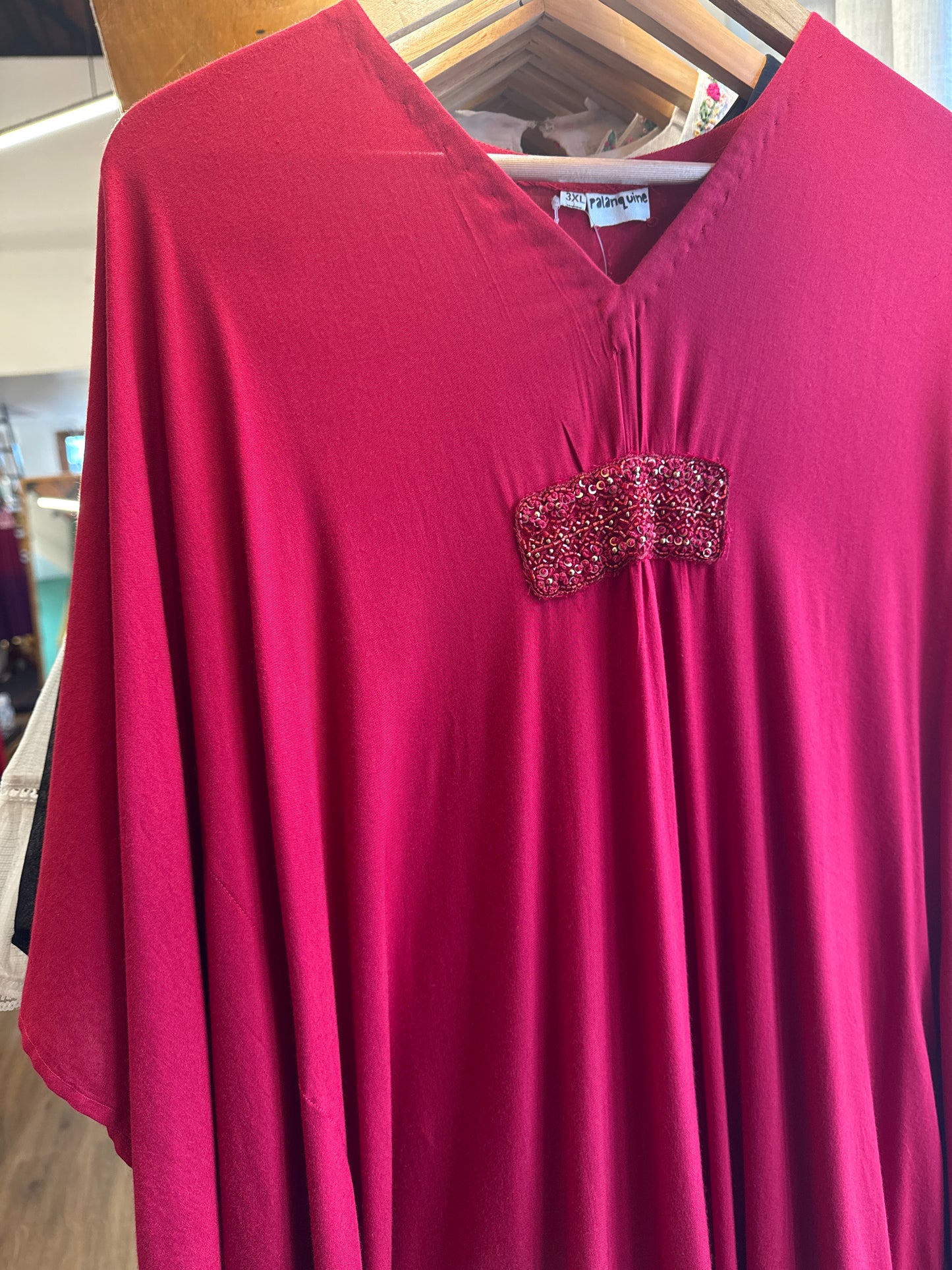 Red kaftan in rayon fabric size 3 XL ready