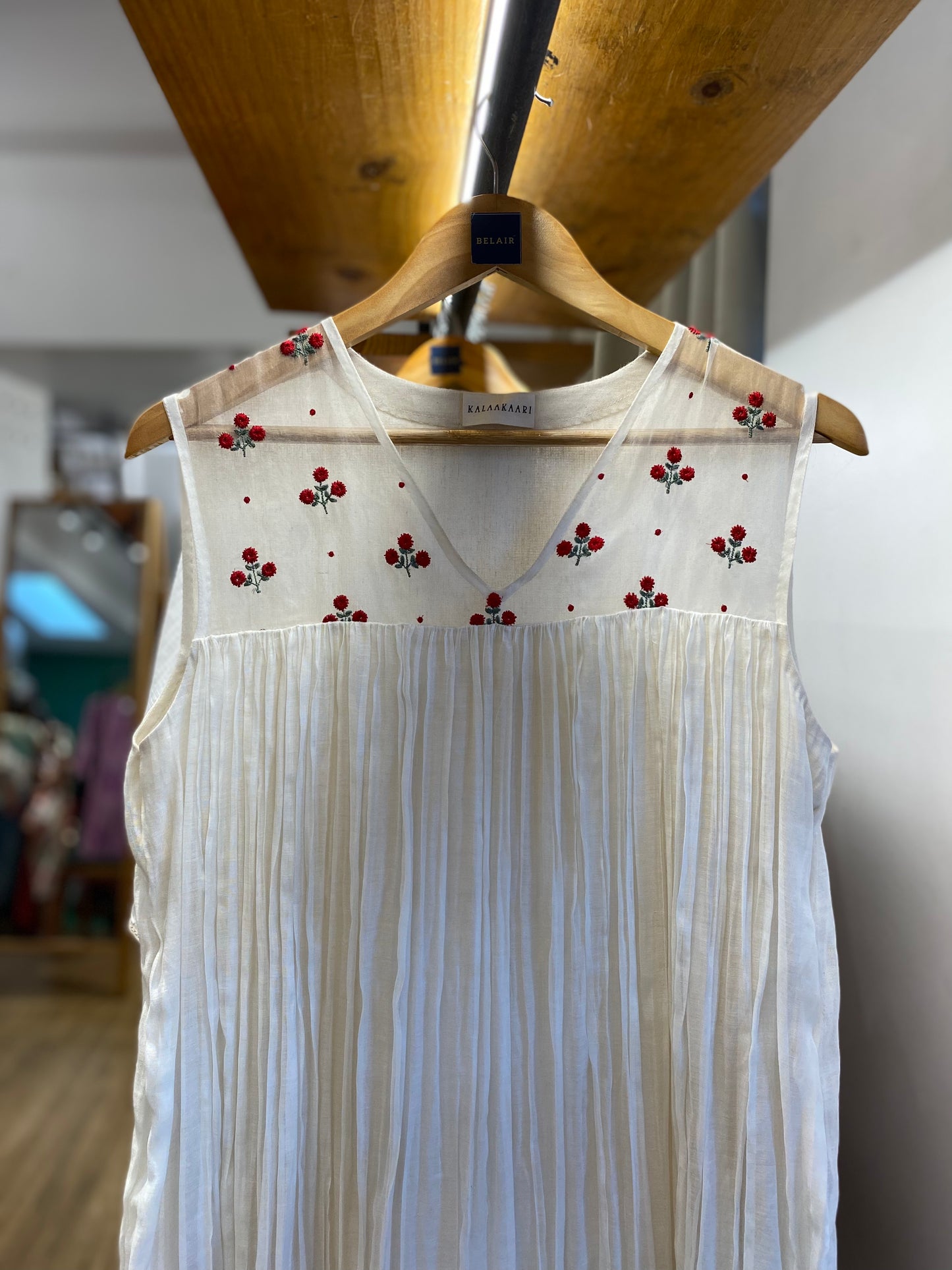Off White with sheer yoke