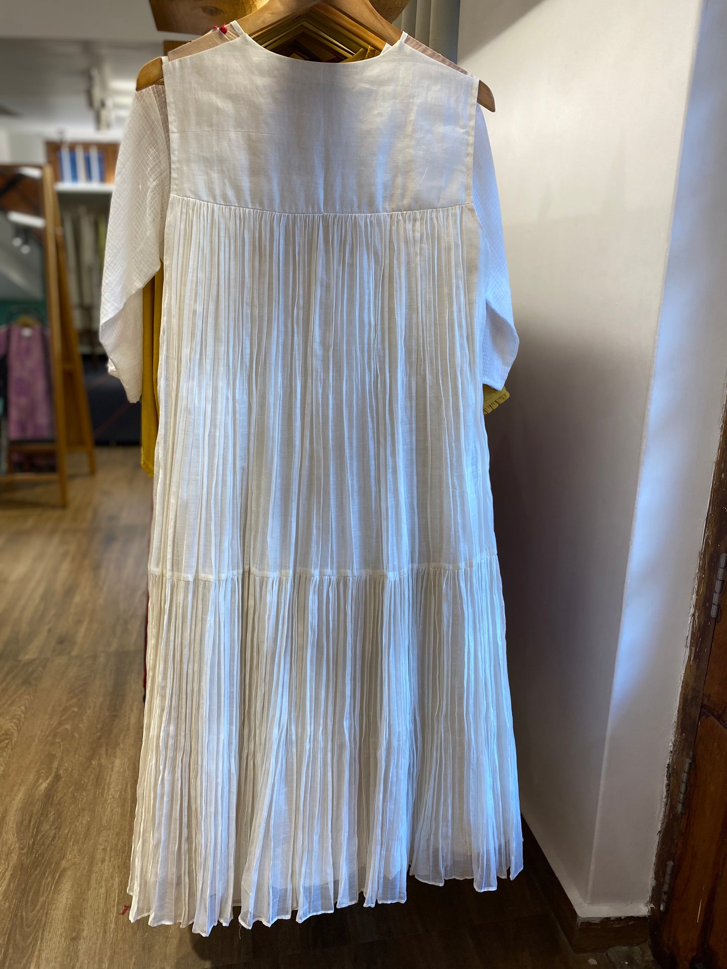 Off White with sheer yoke