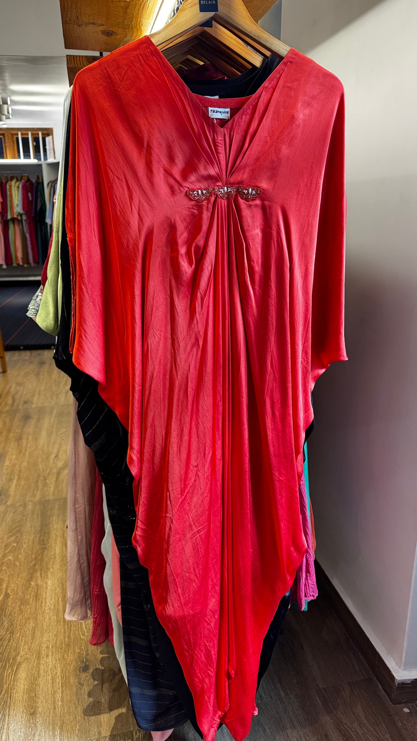 Orange cowl Kaftan with slip size M