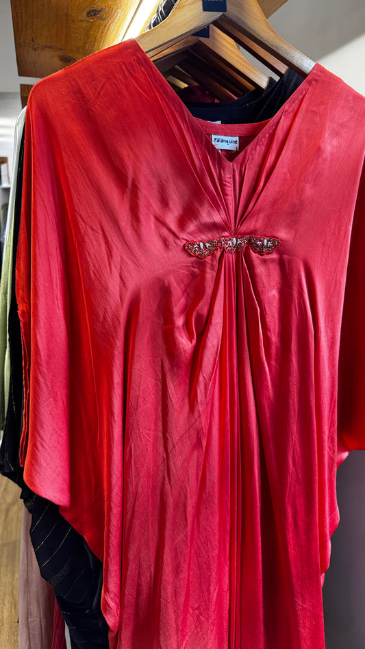 Orange cowl Kaftan with slip size M