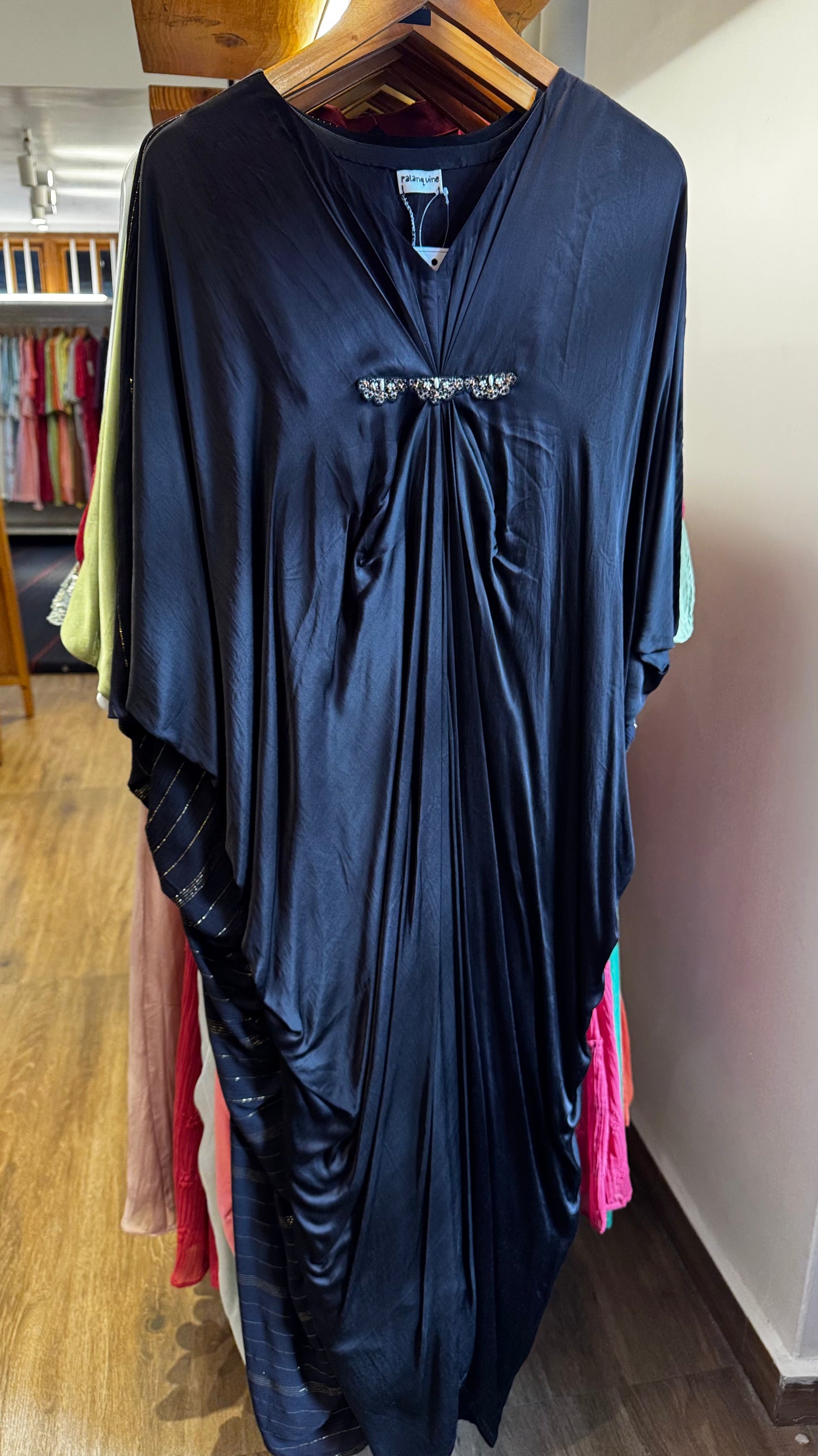 Black cowl Kaftan with slip size XL