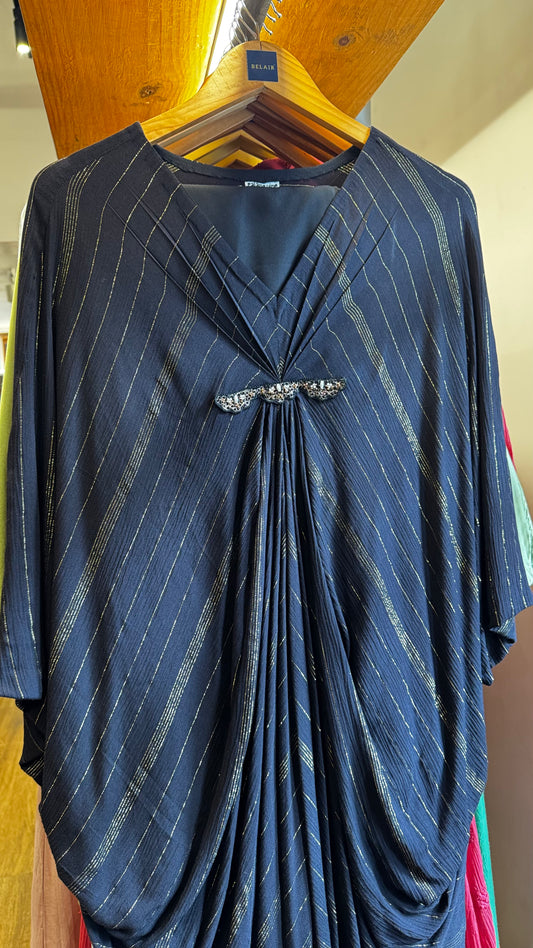Black cotton lurex cowl Kaftan with slip size L