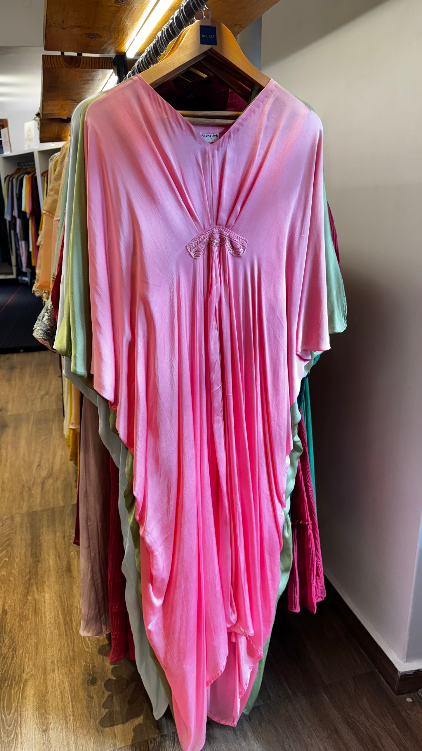 Pastel pink cowl Kaftan with slip size L