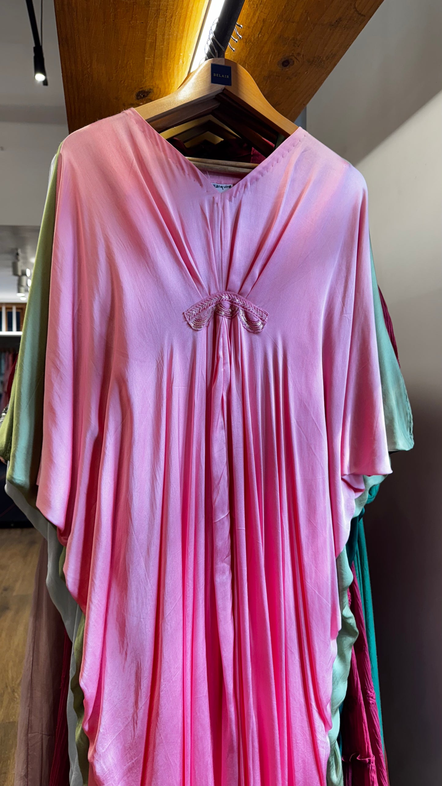 Pastel pink cowl Kaftan with slip size L