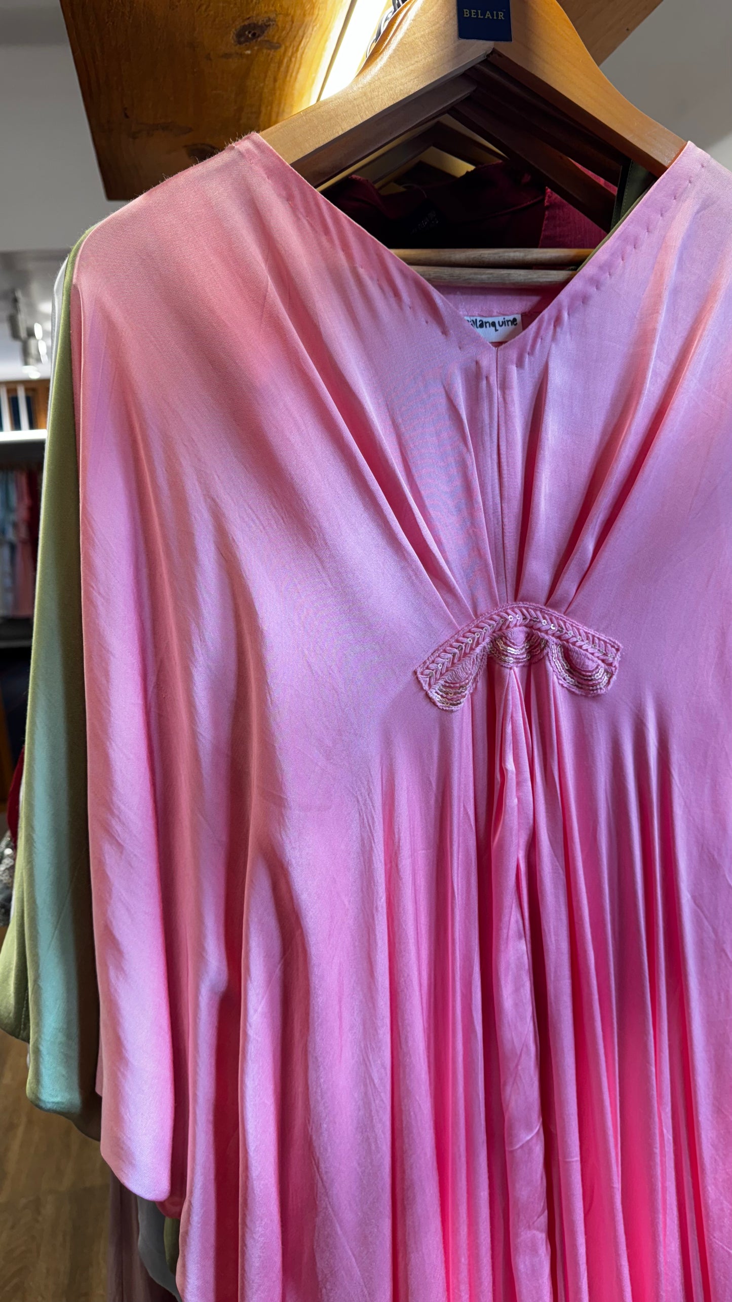 Pastel pink cowl Kaftan with slip size L