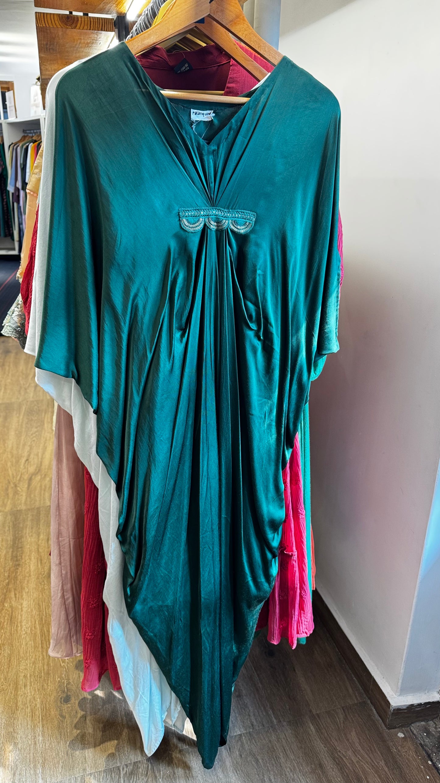 Dark green Rishika cowl Kaftan with slip size M