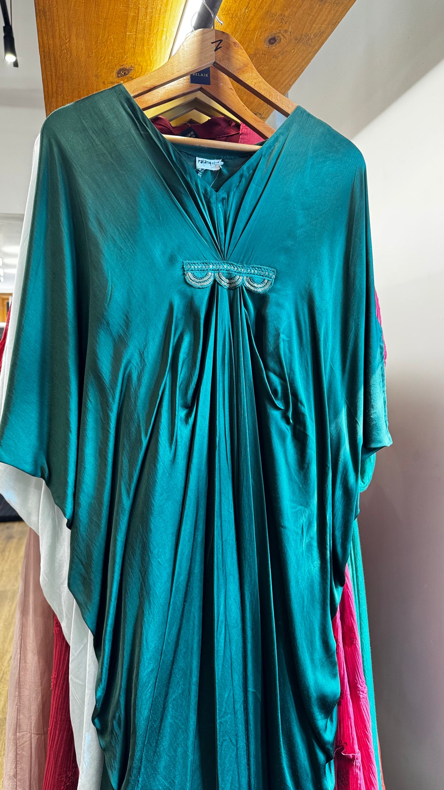 Dark green Rishika cowl Kaftan with slip size M