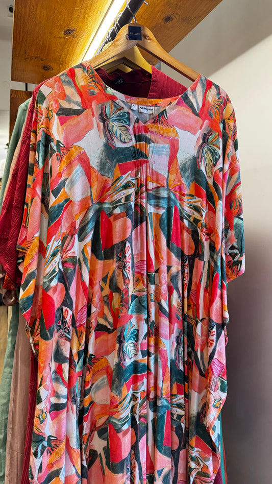 Digital paint Kaftan with slip size XL