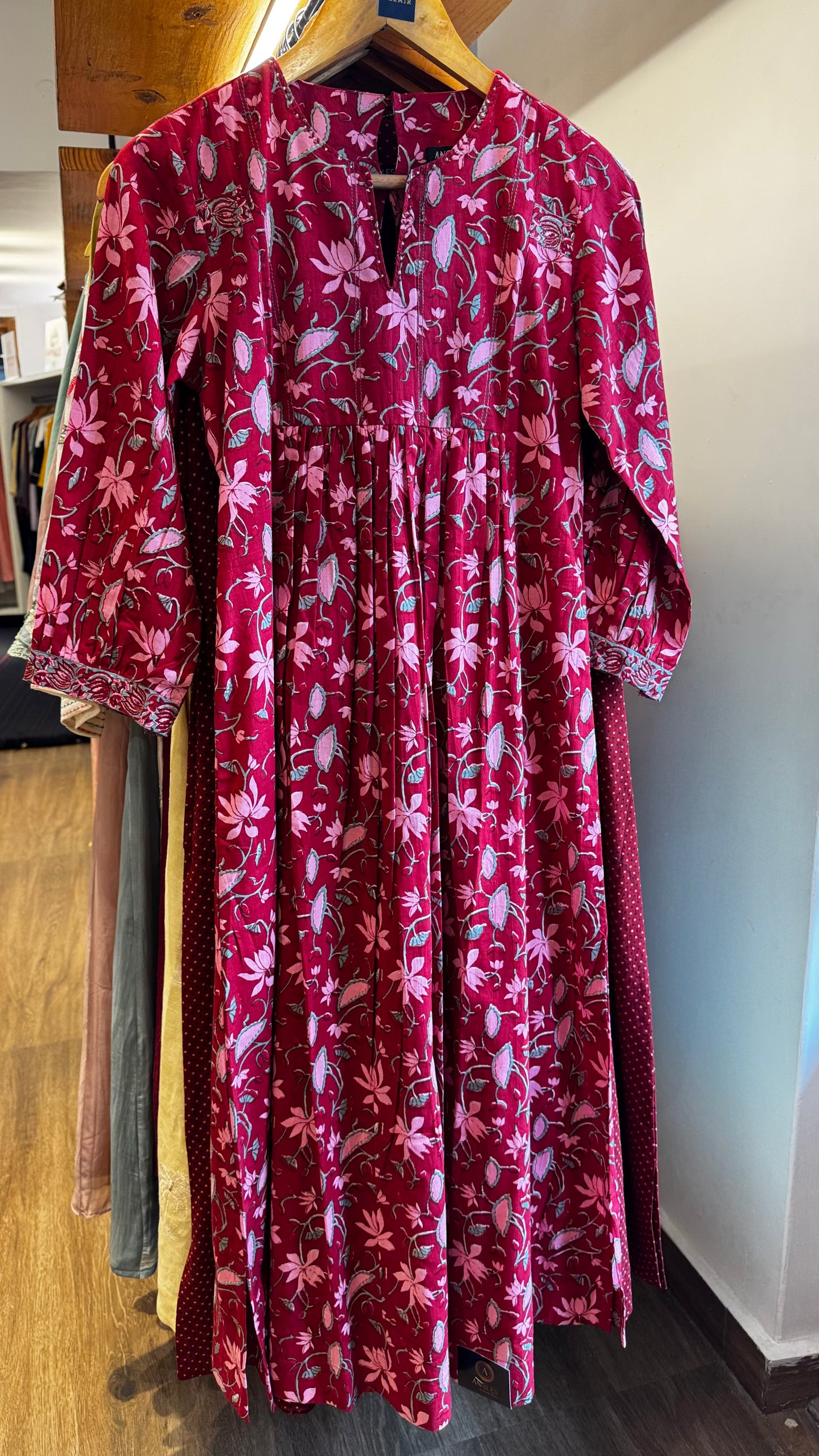 red and pink cotton dress size S ,L