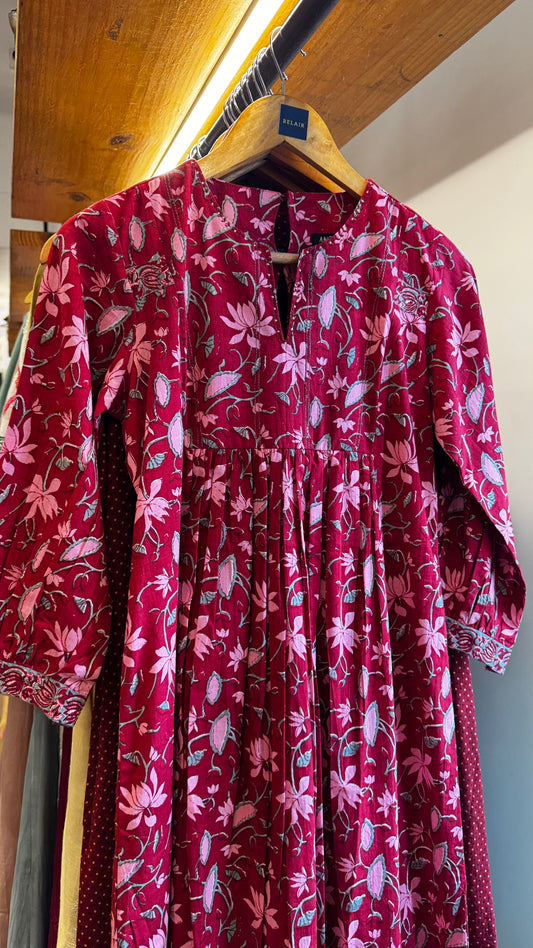 red and pink cotton dress size S ,L