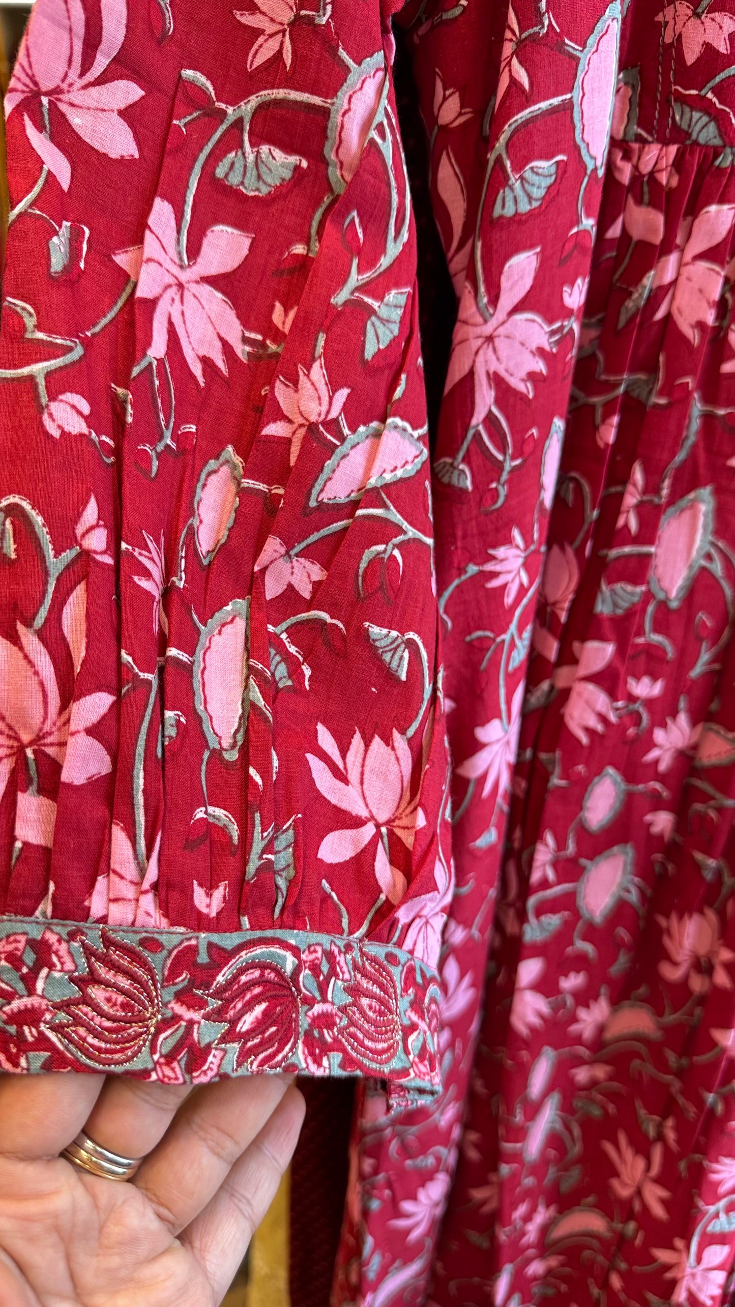 red and pink cotton dress size S ,L