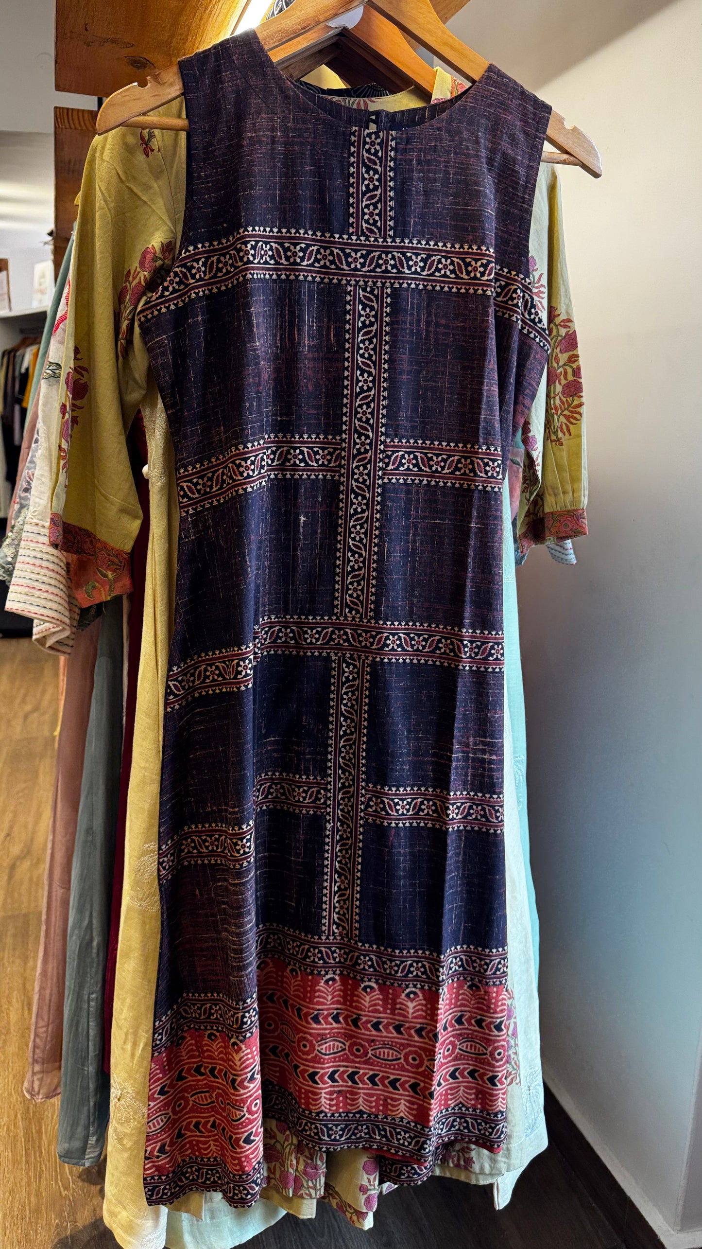 dark brown with Ajrakh borders size M