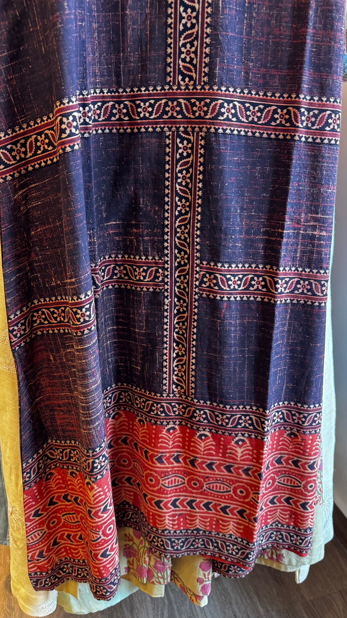 dark brown with Ajrakh borders size M