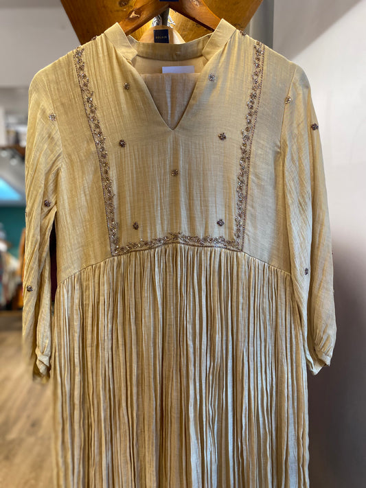 Antique gold Chanderi dress & pants