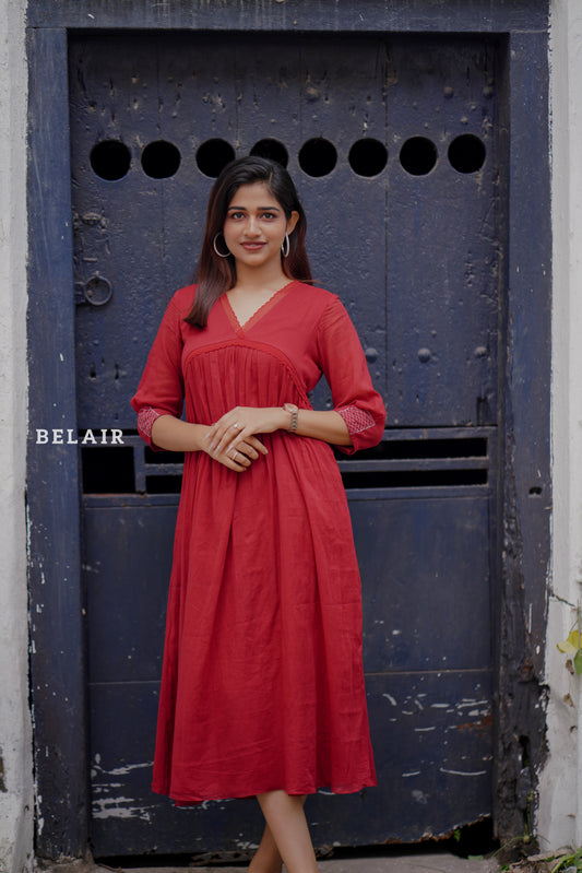 Red hibiscus dress