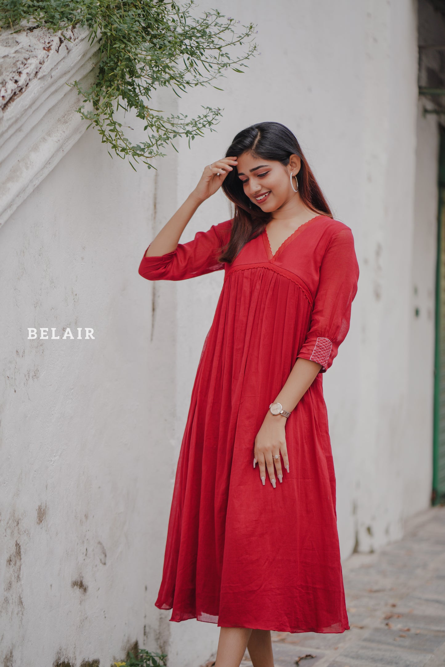 Red hibiscus dress