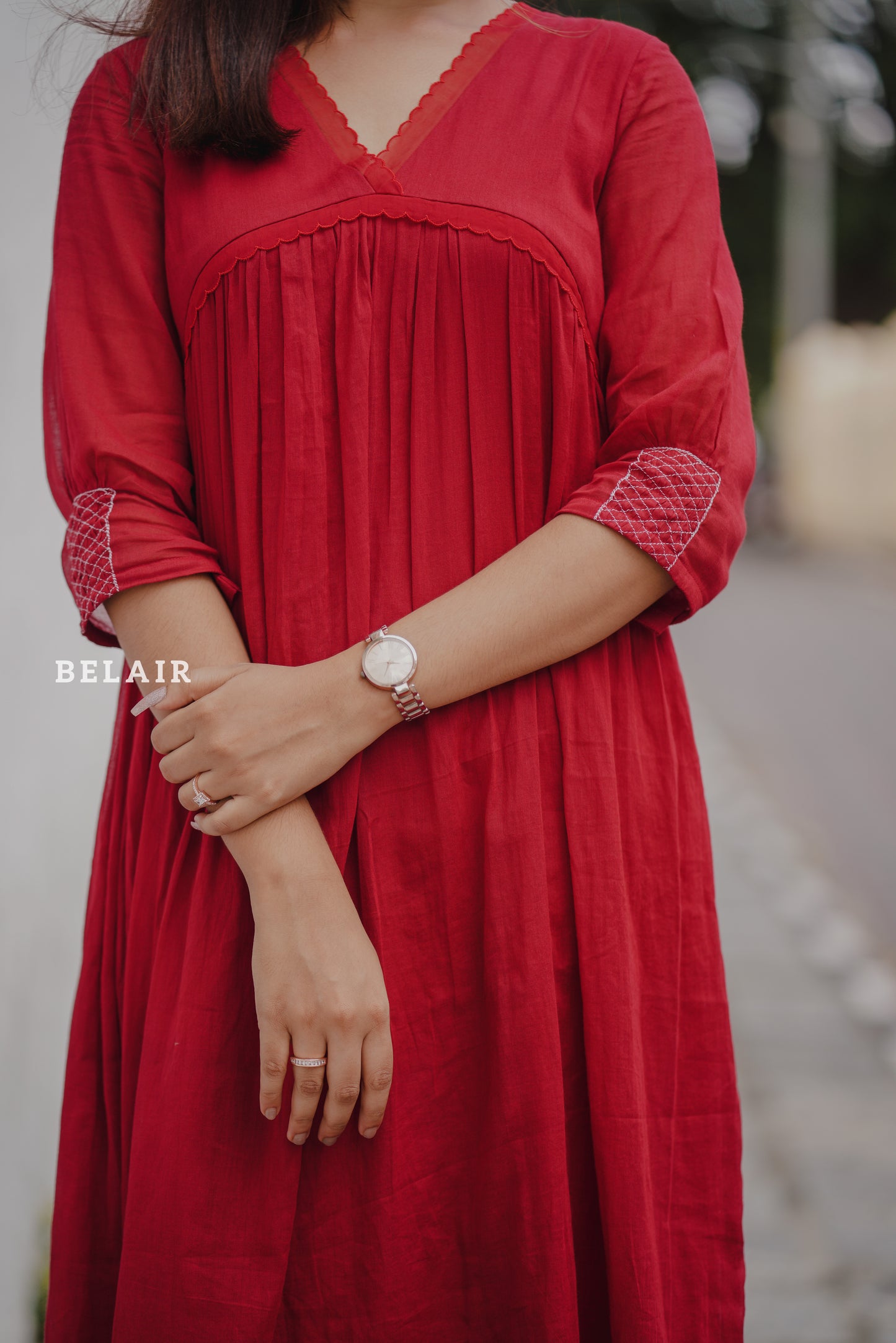 Red hibiscus dress