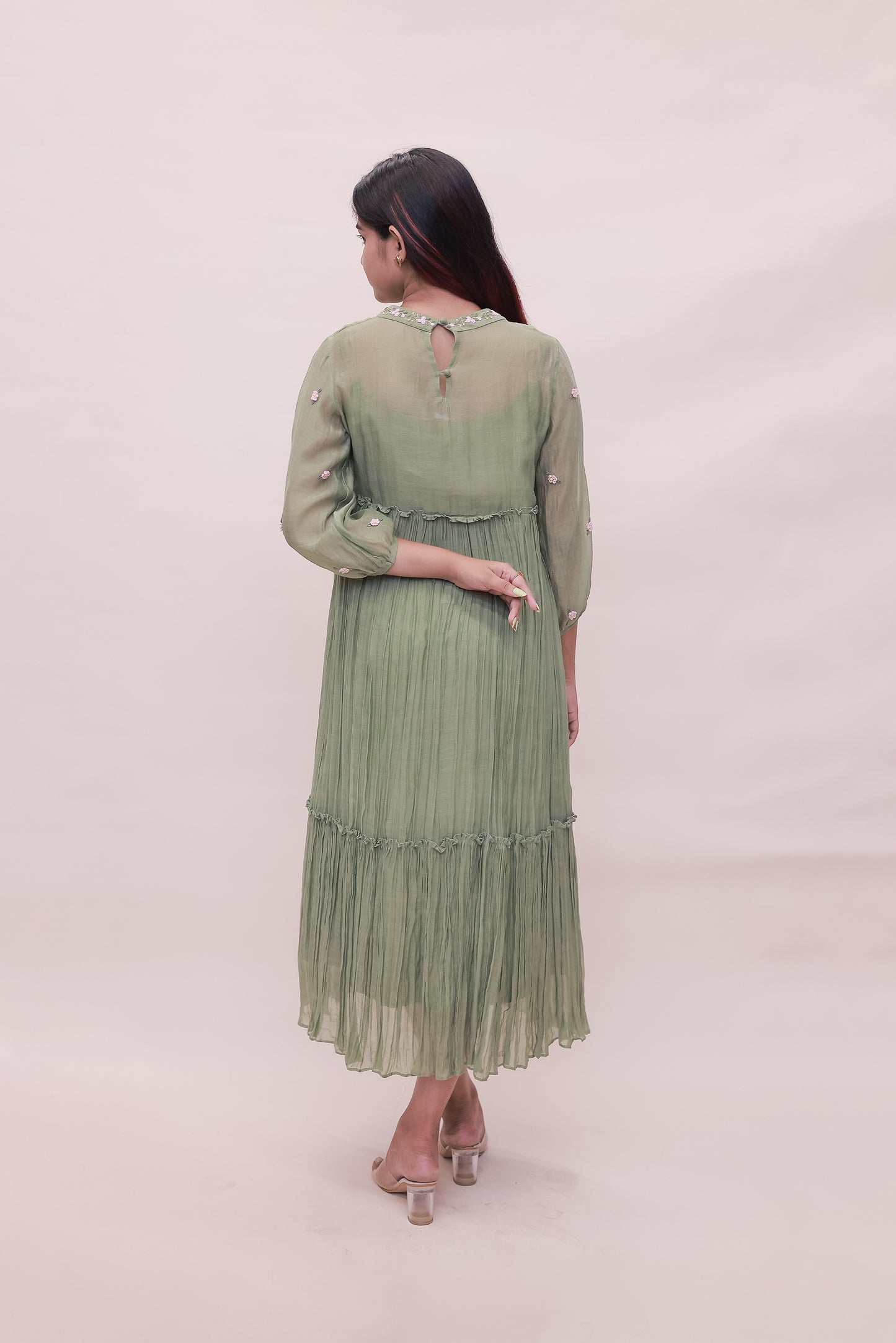 Pastel green tier dress