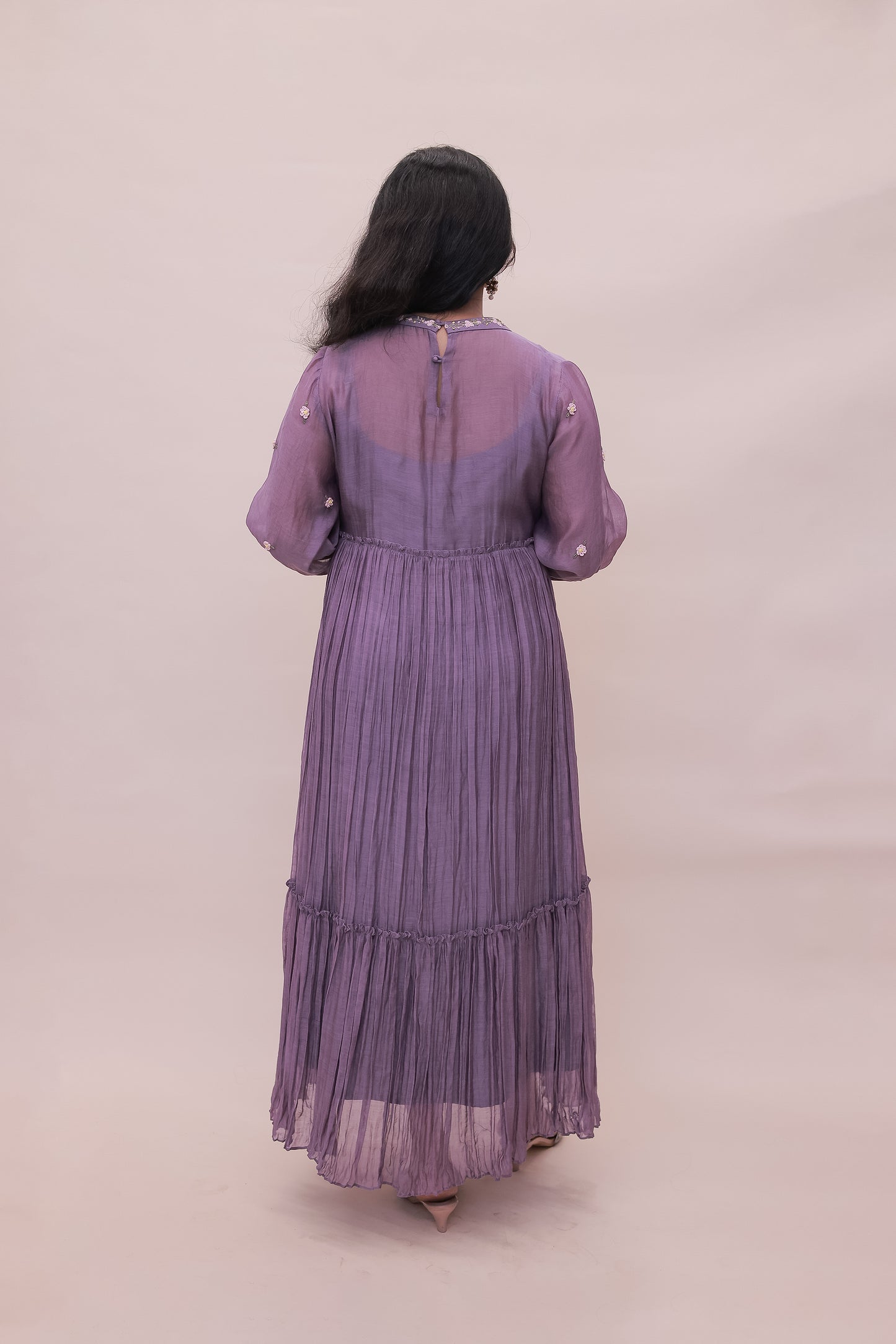 Lavender Chanderi tier dress