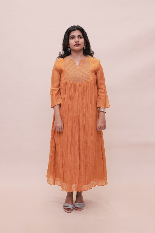 Orange elegant Chanderi dress