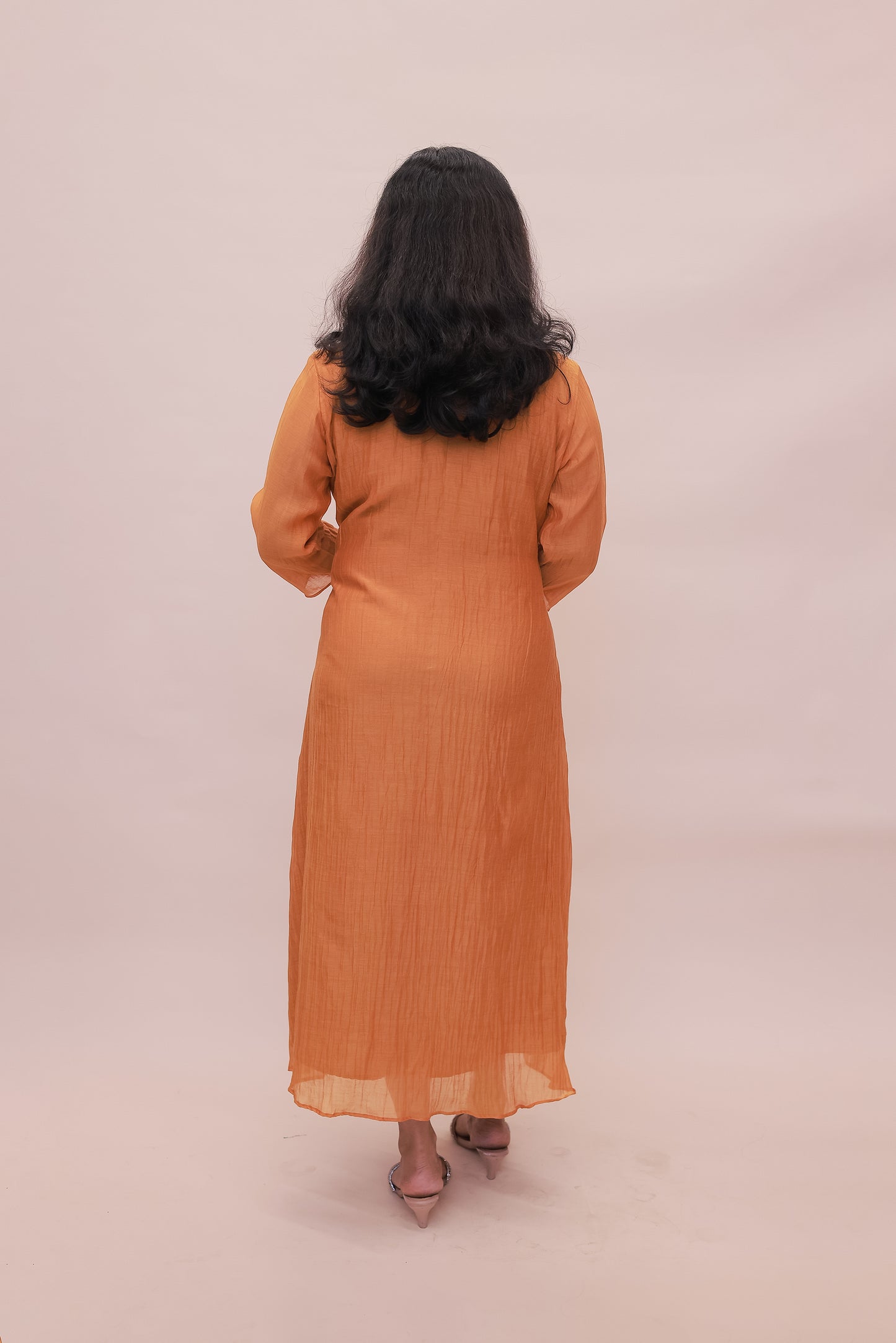Orange elegant Chanderi dress
