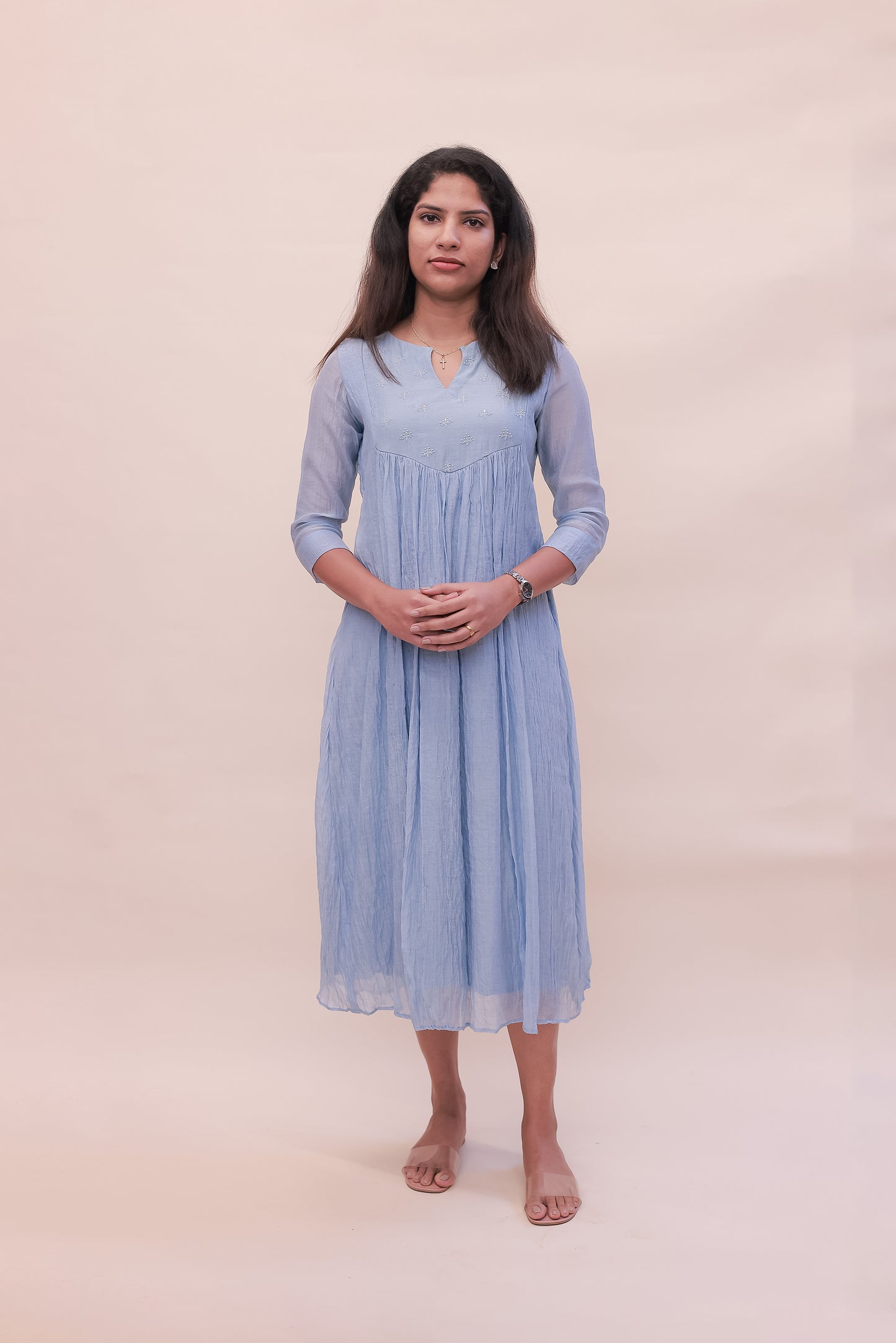 Pastel blue Chanderi dress