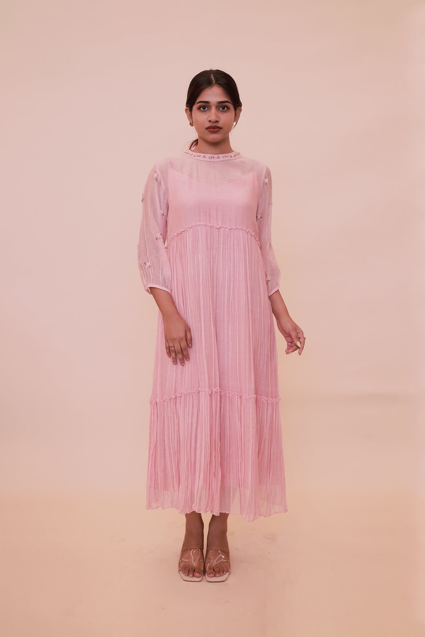 Pastel pink tier dress