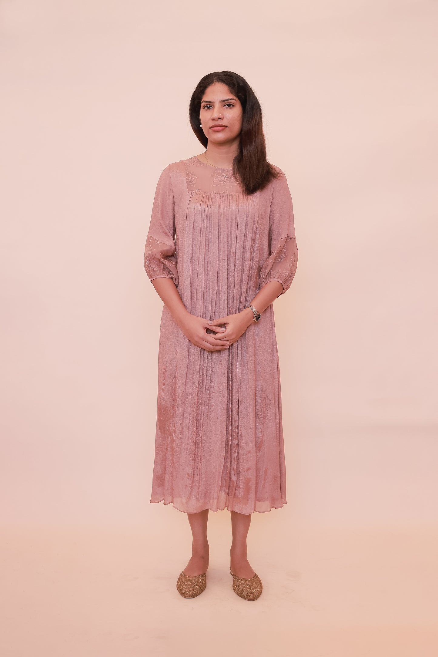 Dust pink Crepe Georgette dress