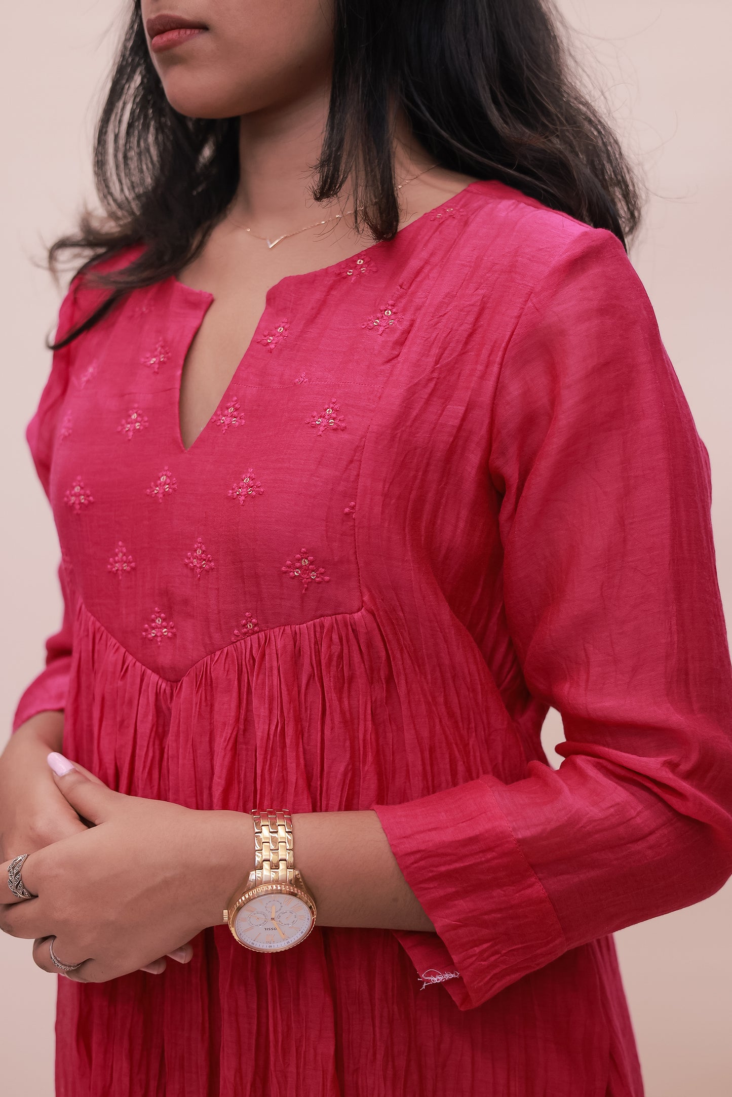Rani pink Chanderi dress