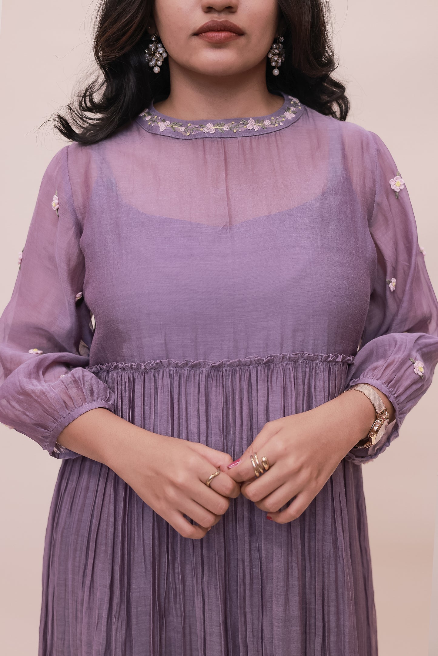 Lavender Chanderi tier dress